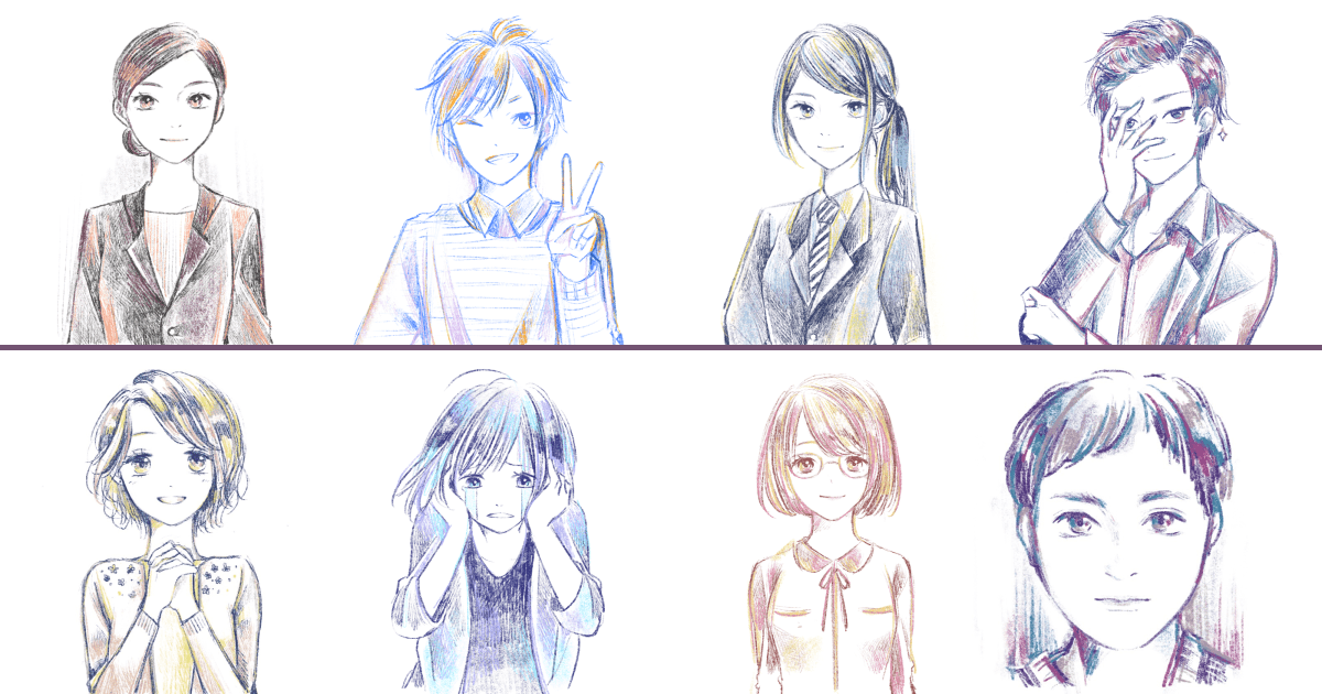 似顔絵やオリジナルキャラを描いていただきました