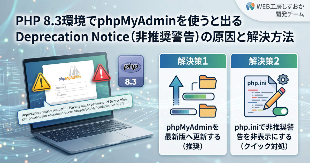 PHP 8.3環境でphpMyAdminを使うと出るDeprecation Notice(非推奨警告)の原因と解決方法